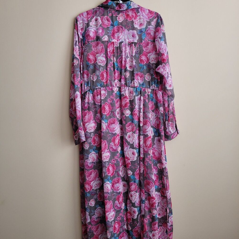 torrid Pink Floral Midi Dress with Blue Accents - Picture 12 of 14